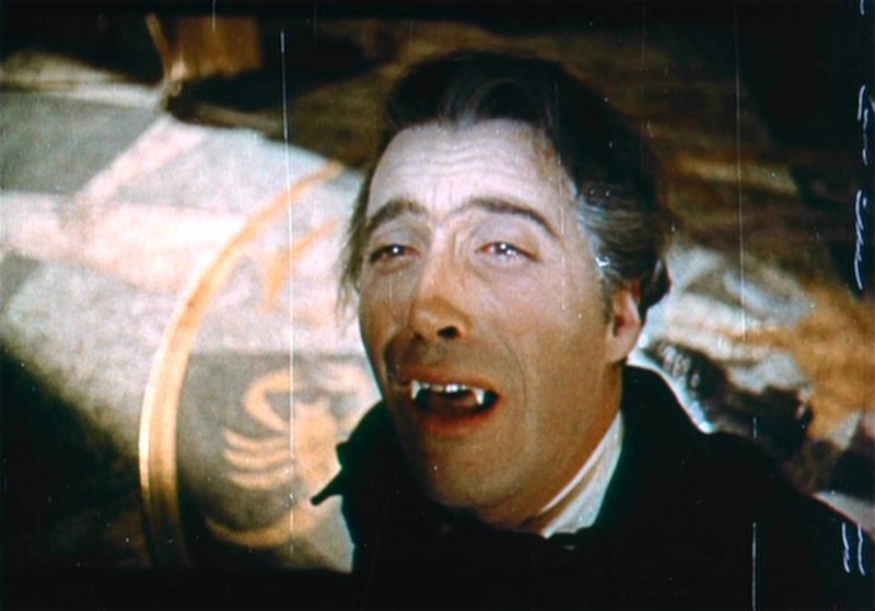 Christopher Lee in Dracula (1958). He has an anguished look on his face. He's about to fall into the sunlight and die.